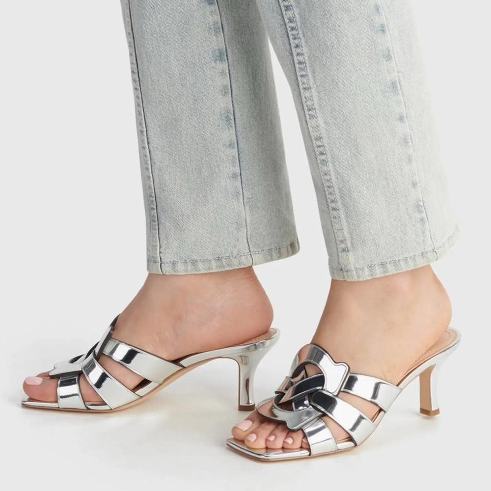 Coach Tillie Metallic Silver Heels - Picture 8 of 8